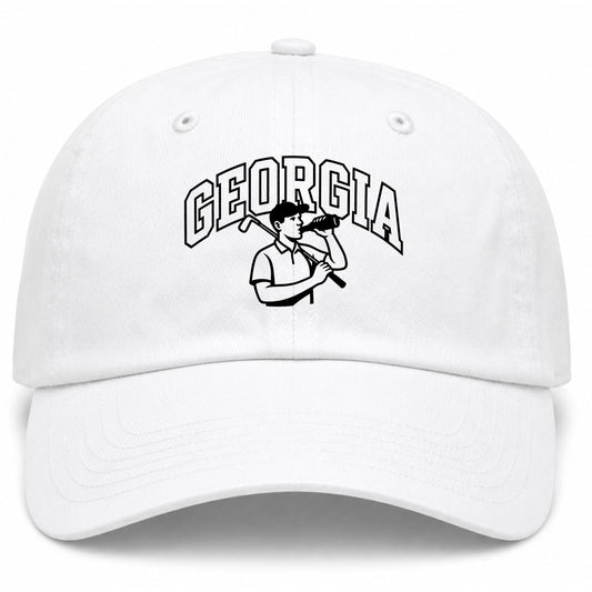 White Georgia Golfer Drinking Beer Golf Dad Hat