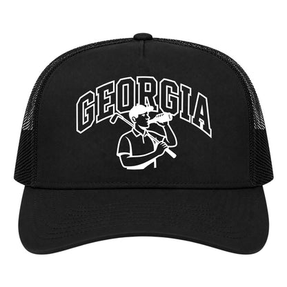 Black Georgia Golfer Drinking Beer Golf Trucker Hat