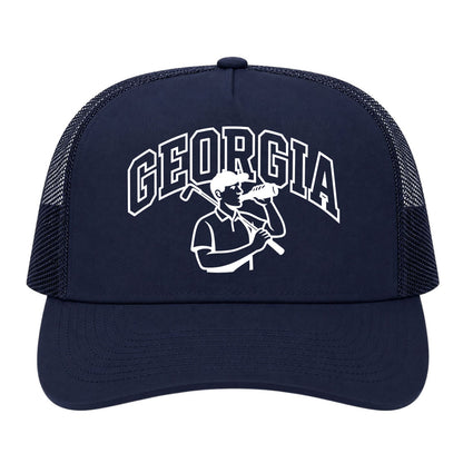 Navy Blue Georgia Golfer Drinking Beer Golf Trucker Hat