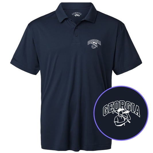Navy Blue Georgia Golfer Drinking Beer Men's Golf Polo Shirt