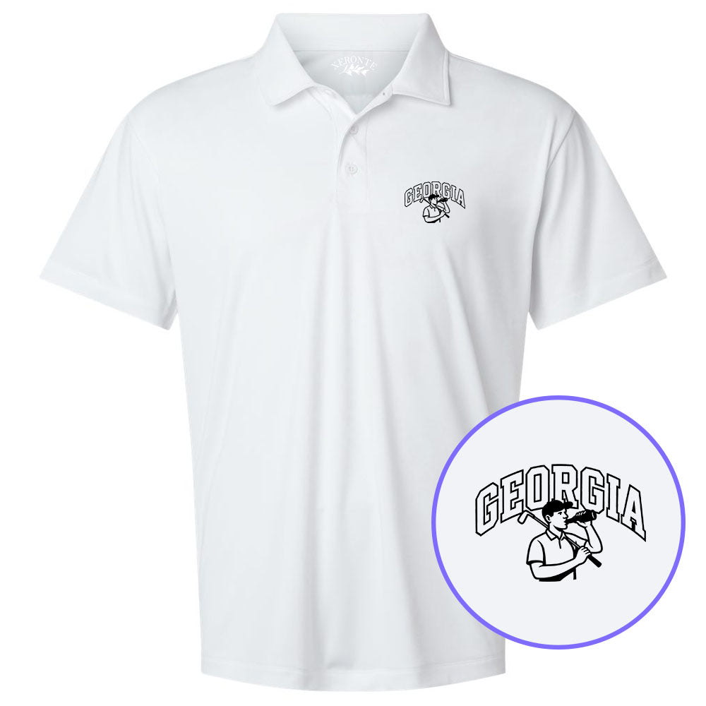 White Georgia Golfer Drinking Beer Men's Golf Polo Shirt
