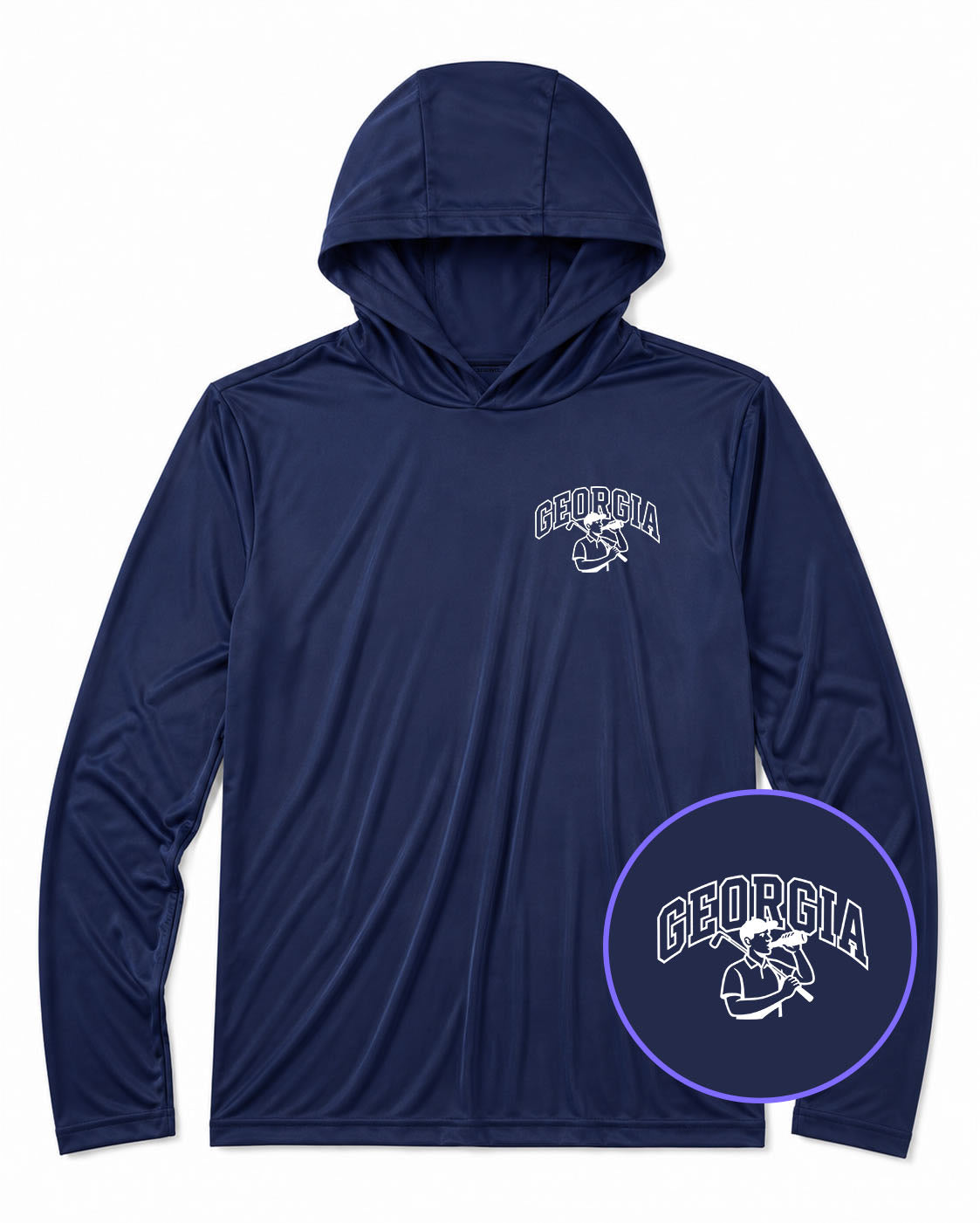 Navy Blue Georgia Golfer Drinking Beer Men's Lightweight Performance Golf Hoodie
