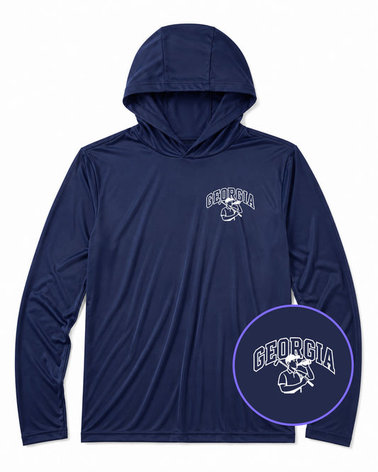 Navy Blue Georgia Golfer Drinking Beer Men's Lightweight Performance Golf Hoodie