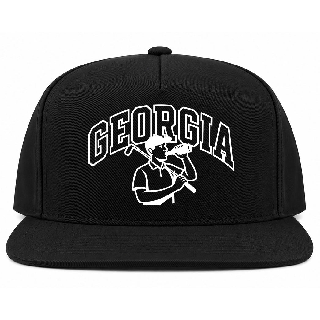 Black Georgia Golfer Drinking Beer Golf Snapback Hat