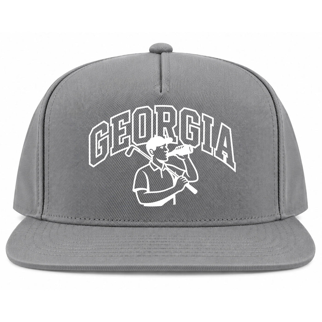 Grey Georgia Golfer Drinking Beer Golf Snapback Hat