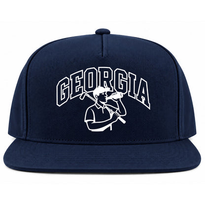 Navy Blue Georgia Golfer Drinking Beer Golf Snapback Hat