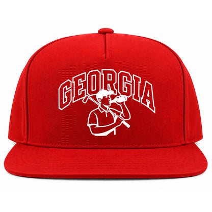 Red Georgia Golfer Drinking Beer Golf Snapback Hat