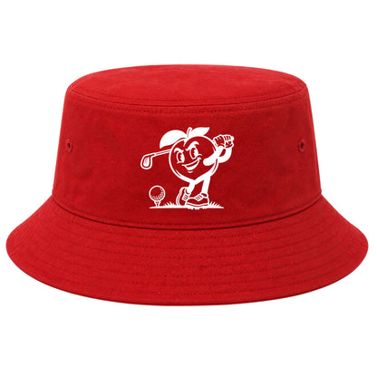 Red Georgia Peach Mascot Golf Bucket Hat
