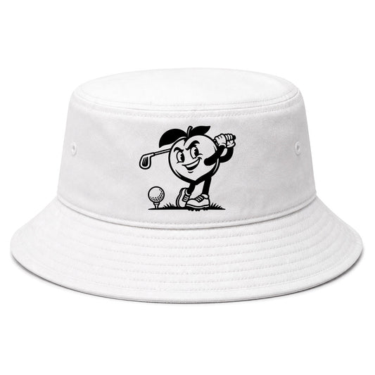 White Georgia Peach Mascot Golf Bucket Hat