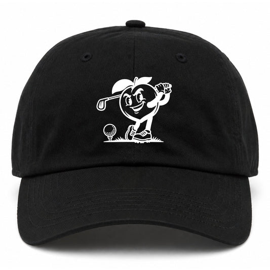 Black Georgia Peach Mascot Golf Dad Hat