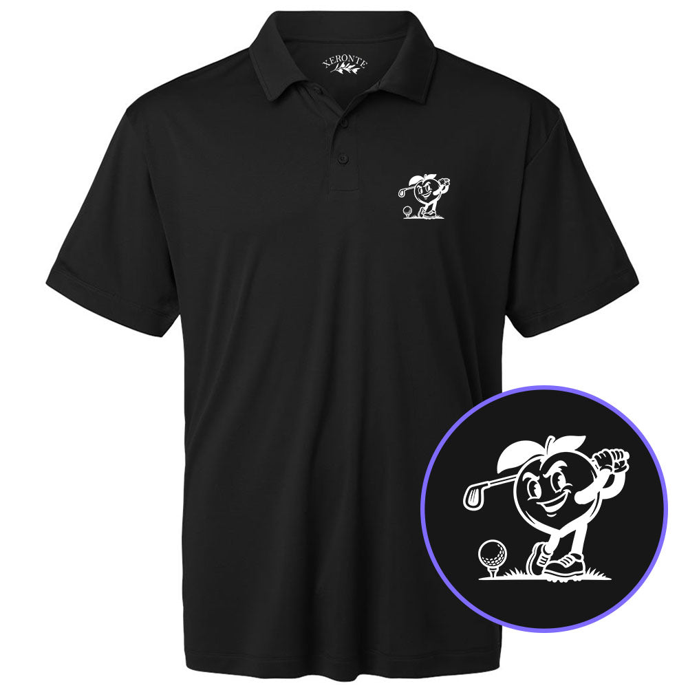 Black Georgia Peach Mascot Men's Golf Polo Shirt