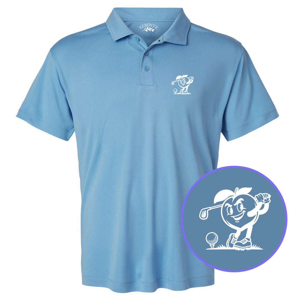 Carolina Blue Georgia Peach Mascot Men's Golf Polo Shirt