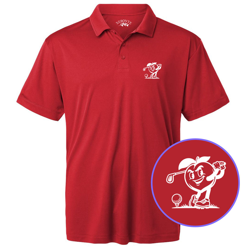 Red Georgia Peach Mascot Men's Golf Polo Shirt