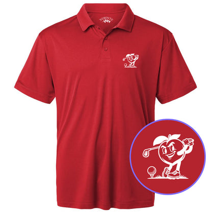 Red Georgia Peach Mascot Men's Golf Polo Shirt