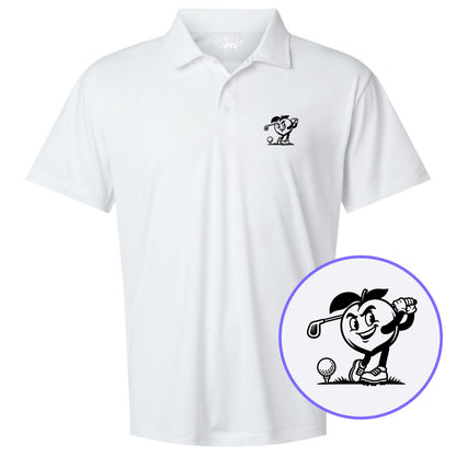 White Georgia Peach Mascot Men's Golf Polo Shirt