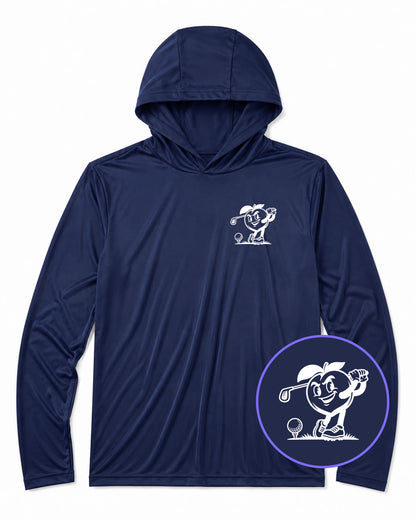 Navy Blue Georgia Peach Mascot Men's Lightweight Performance Golf Hoodie