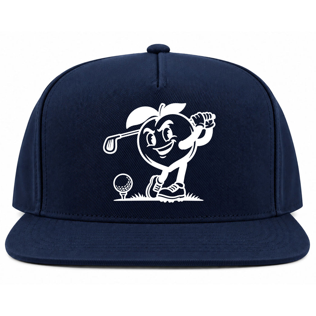 Navy Blue Georgia Peach Mascot Golf Snapback Hat