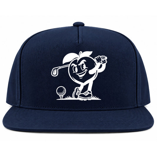 Navy Blue Georgia Peach Mascot Golf Snapback Hat