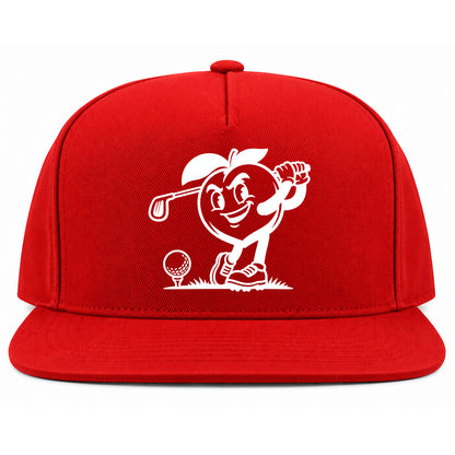 Red Georgia Peach Mascot Golf Snapback Hat