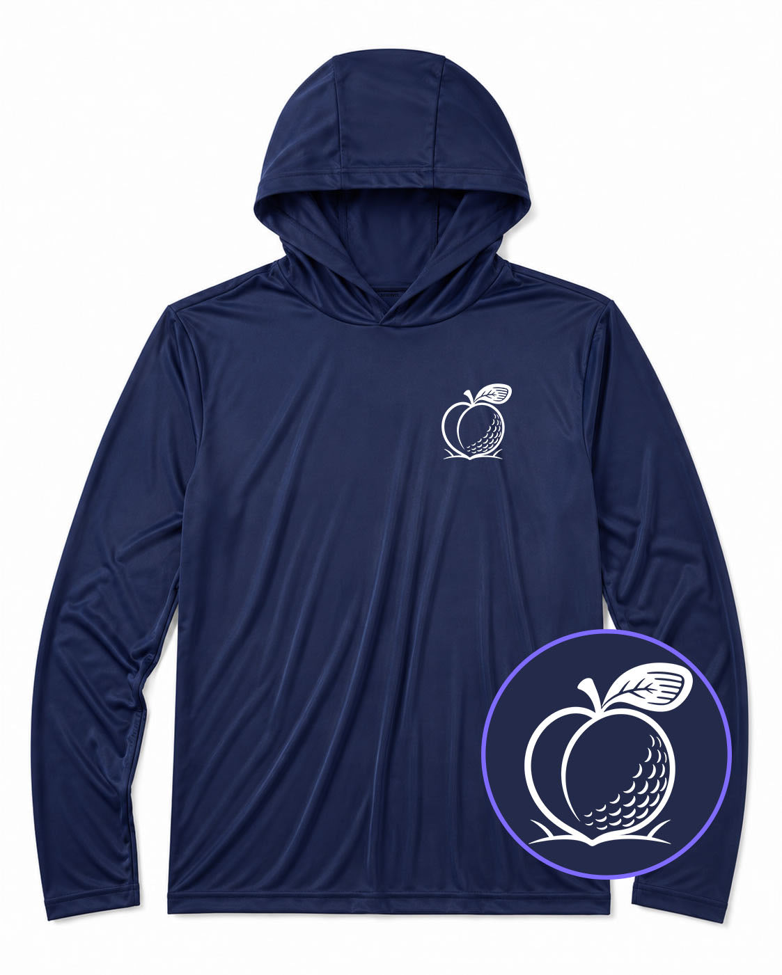 Navy Blue Georgia Peach Men's Lightweight Performance Golf Hoodie