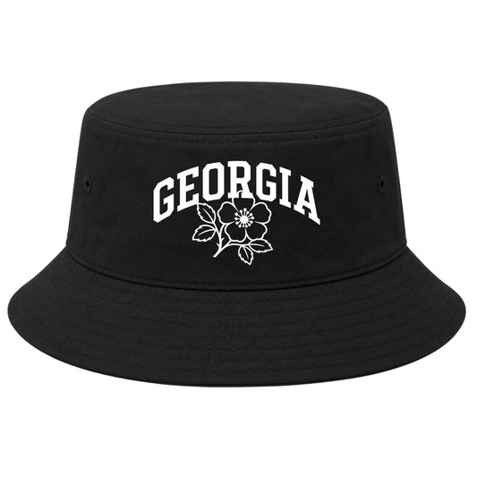 Black Georgia State Flower Golf Bucket Hat