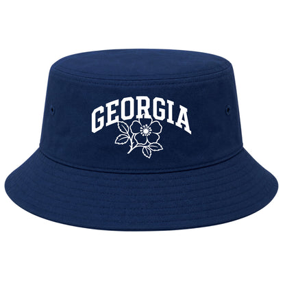 Navy Georgia State Flower Golf Bucket Hat