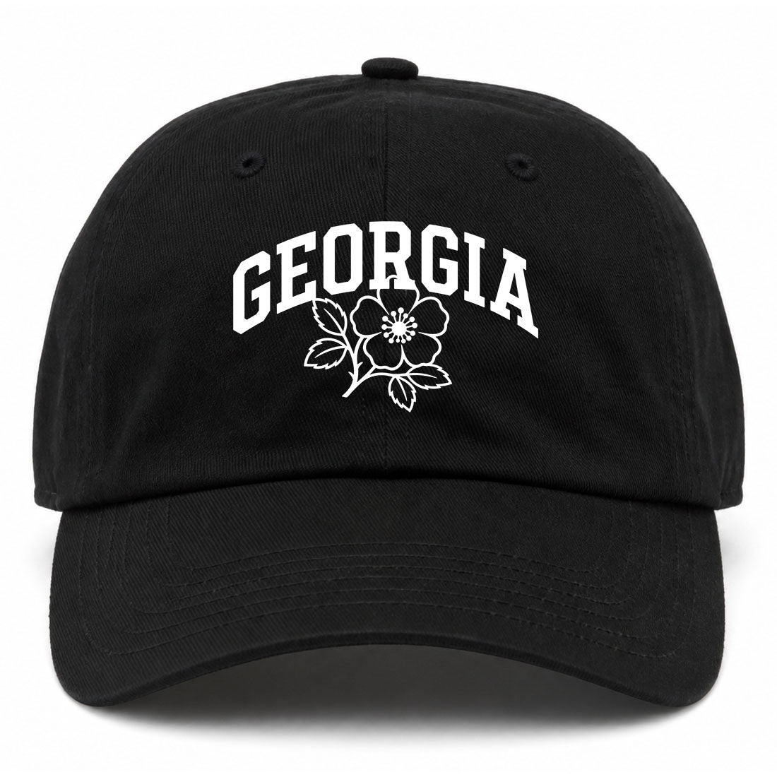 Black Georgia State Flower Golf Dad Hat