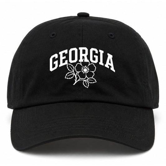 Black Georgia State Flower Golf Dad Hat