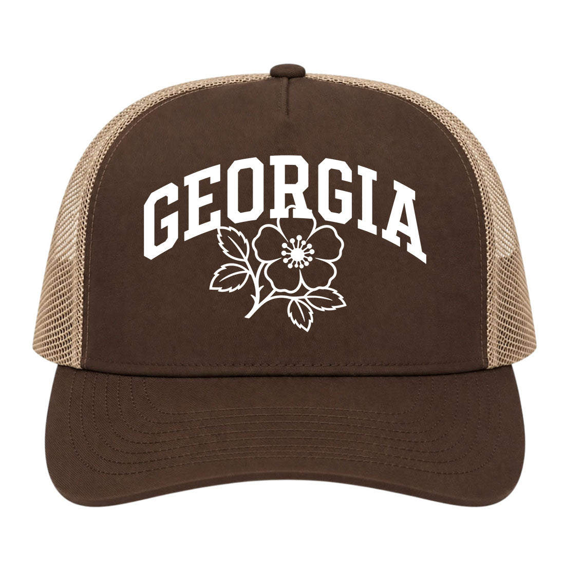 Brown Georgia State Flower Golf Trucker Hat