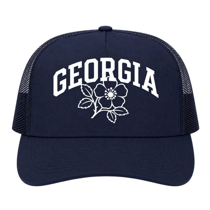 Navy Blue Georgia State Flower Golf Trucker Hat