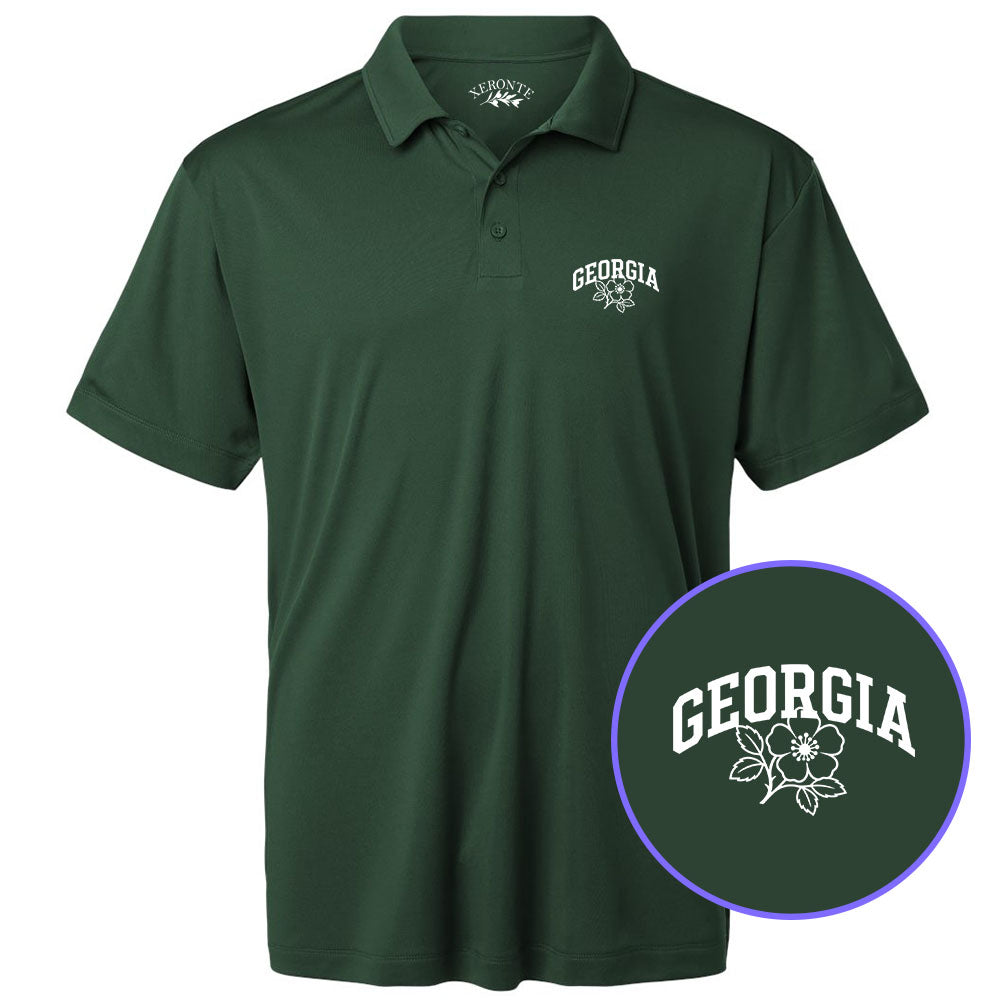 Green Georgia State Flower Men's Golf Polo Shirt