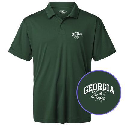 Green Georgia State Flower Men's Golf Polo Shirt