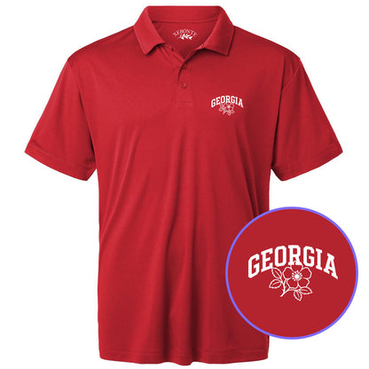 Red Georgia State Flower Men's Golf Polo Shirt