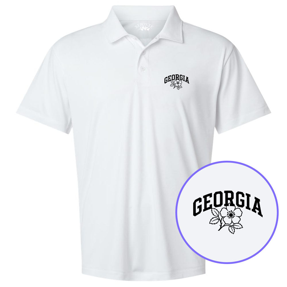 White Georgia State Flower Men's Golf Polo Shirt