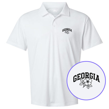 White Georgia State Flower Men's Golf Polo Shirt