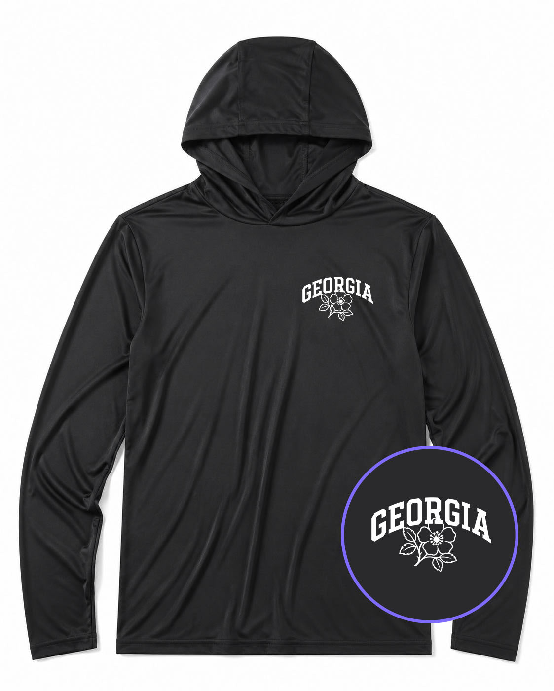 Black Georgia State Flower Men's Lightweight Performance Golf Hoodie