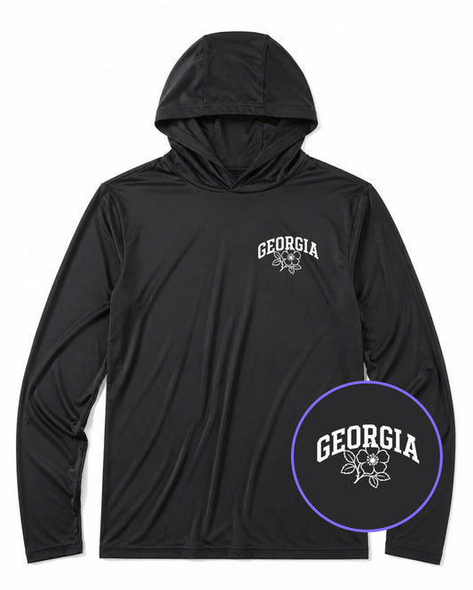 Black Georgia State Flower Men's Lightweight Performance Golf Hoodie