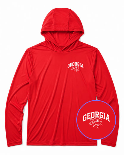 Red Georgia State Flower Men's Lightweight Performance Golf Hoodie