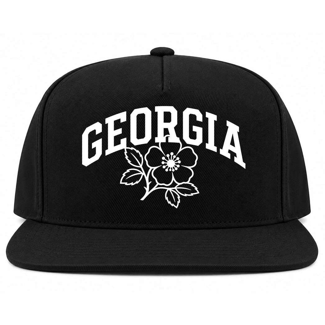 Black Georgia State Flower Golf Snapback Hat
