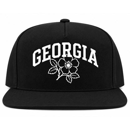 Black Georgia State Flower Golf Snapback Hat
