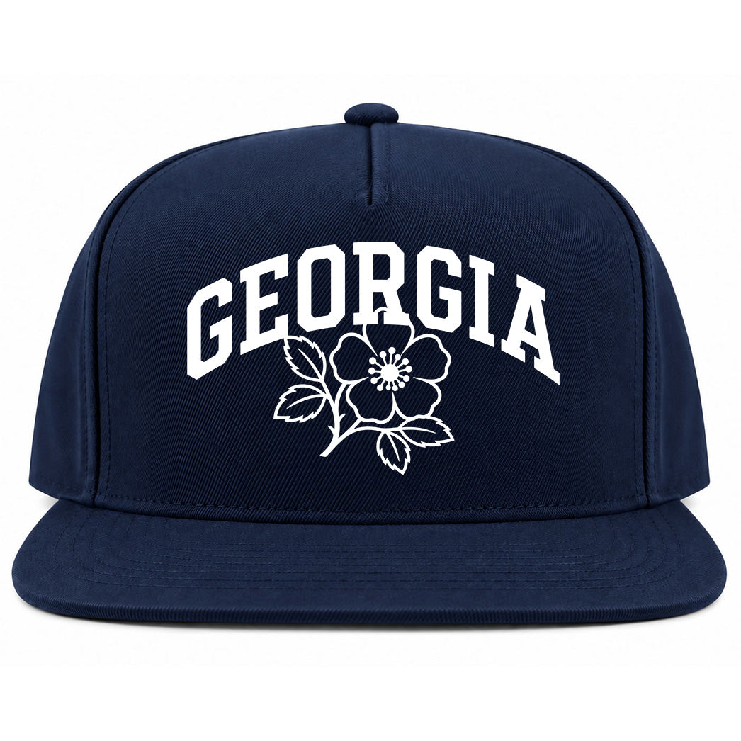 Navy Blue Georgia State Flower Golf Snapback Hat