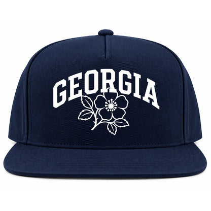 Navy Blue Georgia State Flower Golf Snapback Hat