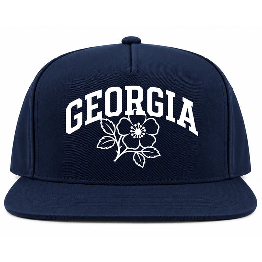 Navy Blue Georgia State Flower Golf Snapback Hat