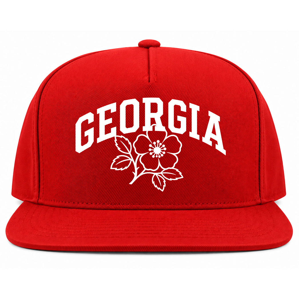 Red Georgia State Flower Golf Snapback Hat