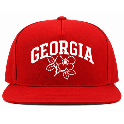 Red Georgia State Flower Golf Snapback Hat