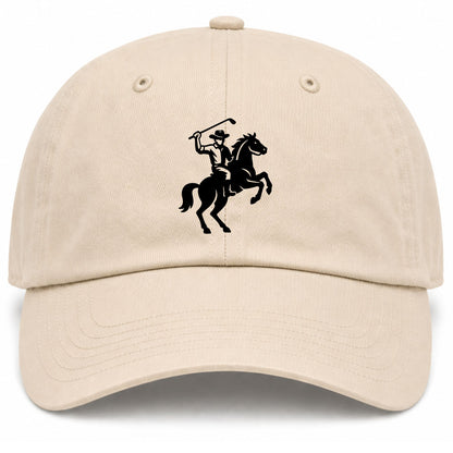 Beige Golf Cowboy Riding Horse Golf Dad Hat