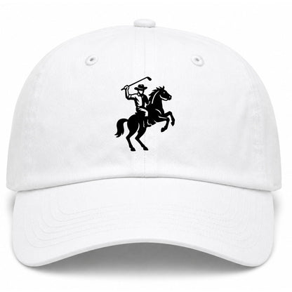 White Golf Cowboy Riding Horse Golf Dad Hat
