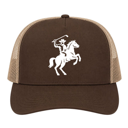 Brown Golf Cowboy Riding Horse Golf Trucker Hat