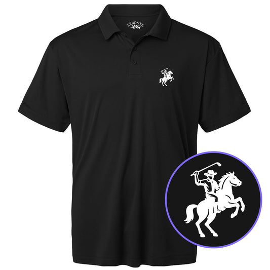 Black Golf Cowboy Riding Horse Men's Golf Polo Shirt