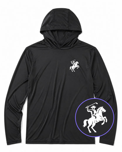 Black Golf Cowboy Riding Horse Men's Lightweight Performance Golf Hoodie